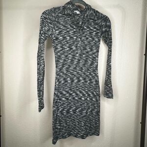 tight black white buttoned collared dress